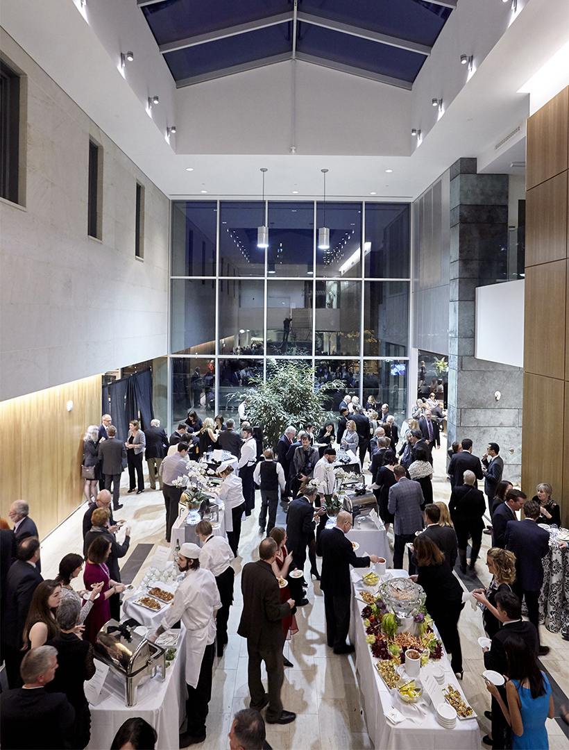 Top view of a reception in the David Braley HSC building